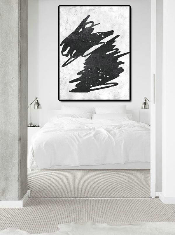 Modern Art,Black And White Minimal Painting On Canvas - Original Art For Sale By Artist